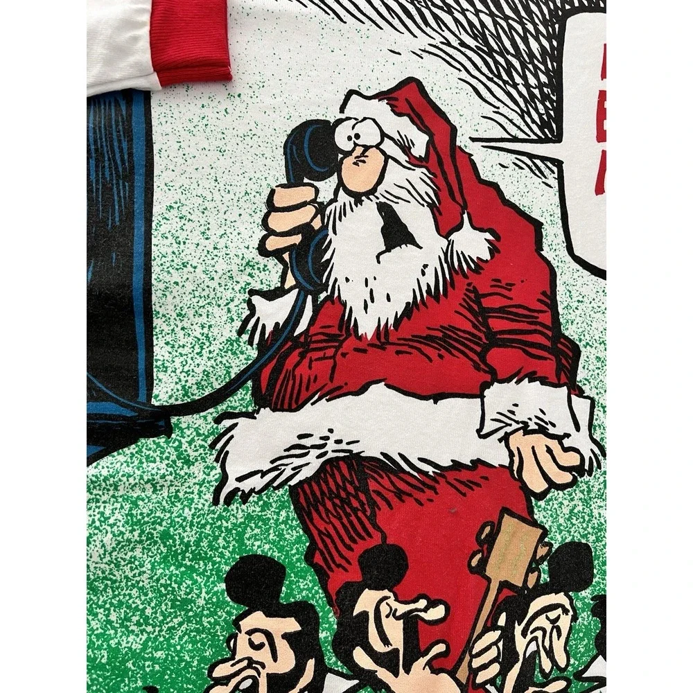 Vintage Mother Goose & Grimm Shirt XL White Ringer Santa Elvis Christmas 90s '94